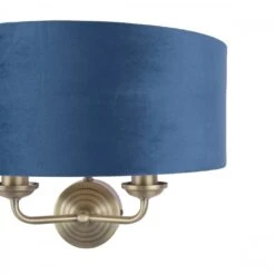 Laura Ashley SORRENTO 2 Light Wall Light Antique Brass & Blue Shade -Laura Ashley laura ashley sorrento 2 light wall light antique brass blue shade p24100 44818 image