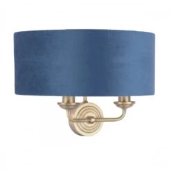 Laura Ashley SORRENTO 2 Light Wall Light Antique Brass & Blue Shade -Laura Ashley laura ashley sorrento 2 light wall light antique brass blue shade p24100 44822 image