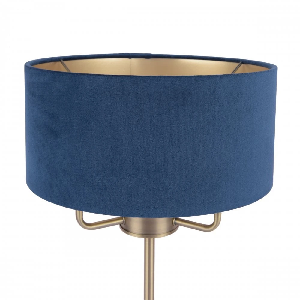 Laura Ashley SORRENTO 3 Light Table Lamp Antique Brass & Blue Shade 4 Laura Ashley SORRENTO 3 Light Table Lamp Antique Brass & Blue Shade - Image 4