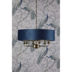 Laura Ashley SORRENTO 6 Light Pendant Antique Brass & Blue Shade -Laura Ashley laura ashley sorrento 6 light pendant antique brass blue shade p24099 44765 image