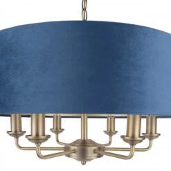 Laura Ashley SORRENTO 6 Light Pendant Antique Brass & Blue Shade -Laura Ashley laura ashley sorrento 6 light pendant antique brass blue shade p24099 44767 image