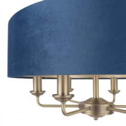 Laura Ashley SORRENTO 6 Light Pendant Antique Brass & Blue Shade -Laura Ashley laura ashley sorrento 6 light pendant antique brass blue shade p24099 44770 image