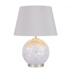 Laura Ashley MATHERN Cream Pearlescent Shell Table Lamp With Shade | Champagne Gold