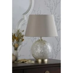 Laura Ashley MATHERN Cream Pearlescent Shell Table Lamp With Shade | Champagne Gold -Laura Ashley mathern cream pearlescent shell table lamp with shade champagne gold p24081 44999 image