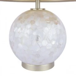 Laura Ashley MATHERN Cream Pearlescent Shell Table Lamp With Shade | Champagne Gold -Laura Ashley mathern cream pearlescent shell table lamp with shade champagne gold p24081 45000 image