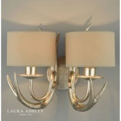 Laura Ashley MULROY 2 Arm Wall Light Champagne With Shade -Laura Ashley mulroy 2 arm wall light champagne with shade p20243 40932 image