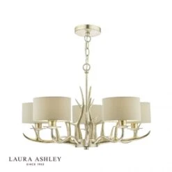 Laura Ashley MULROY 5 Light Chandelier In Champagne With Shades