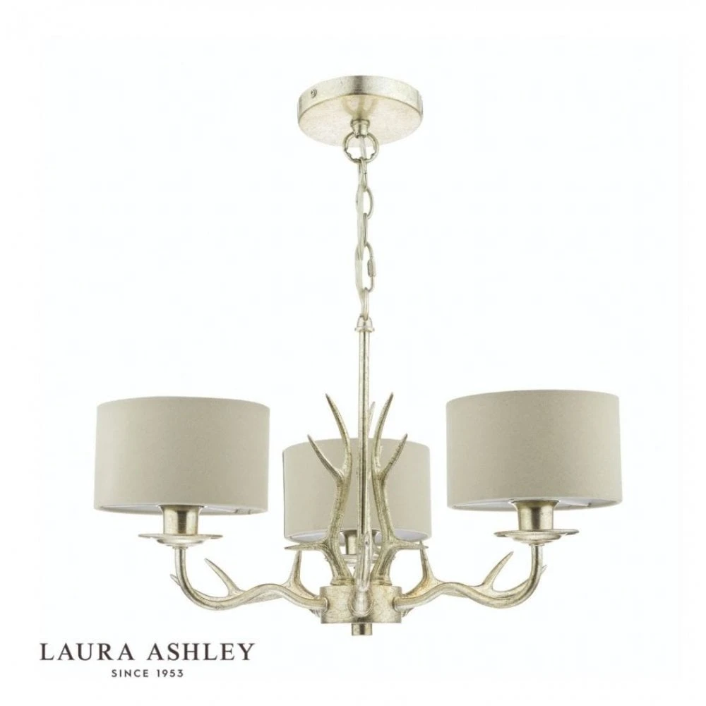 Laura Ashley MULROY Antler 3 Light Chandelier With Shades 2 Laura Ashley MULROY Antler 3 Light Chandelier With Shades - Image 2