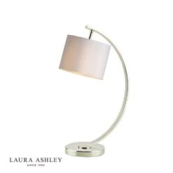 Laura Ashley NOAH Brushed Chrome 1 Light Table Lamp With White Shade