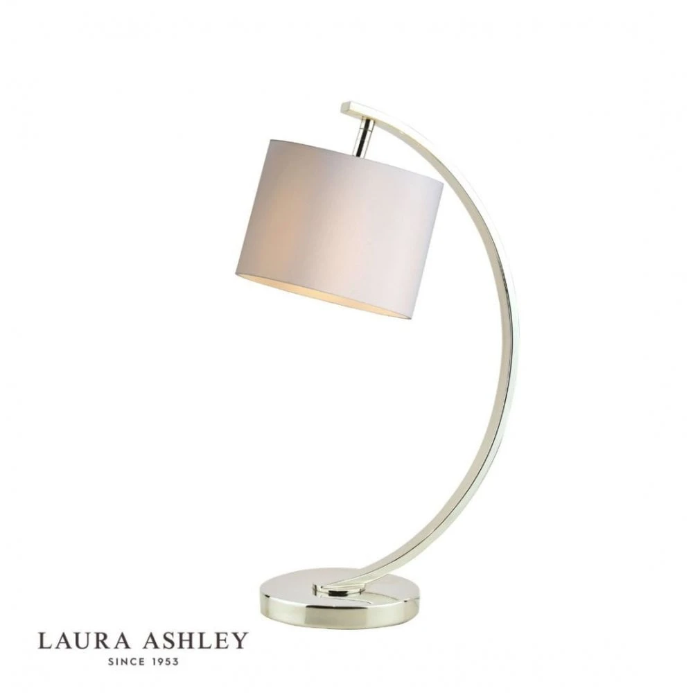 Laura Ashley NOAH Brushed Chrome 1 Light Table Lamp With White Shade 1 Laura Ashley NOAH Brushed Chrome 1 Light Table Lamp With White Shade