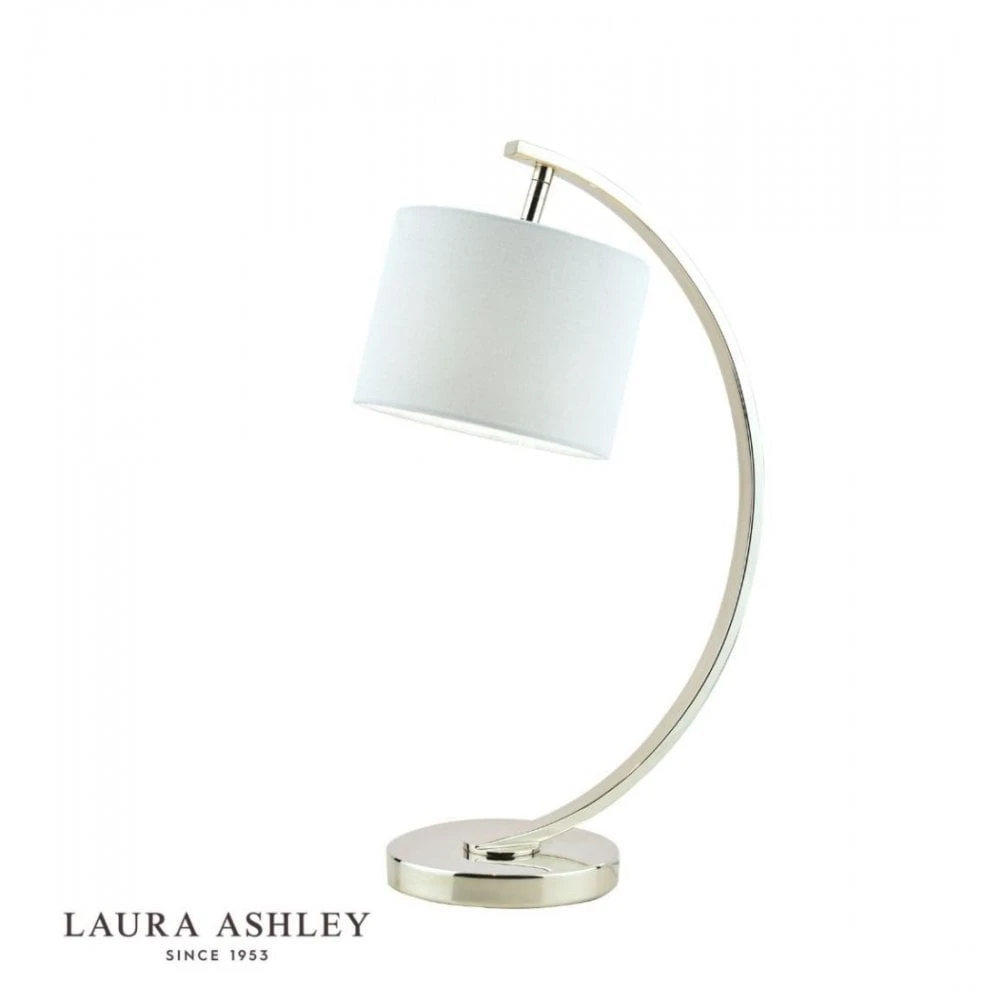 Laura Ashley NOAH Brushed Chrome 1 Light Table Lamp With White Shade 2 Laura Ashley NOAH Brushed Chrome 1 Light Table Lamp With White Shade - Image 2