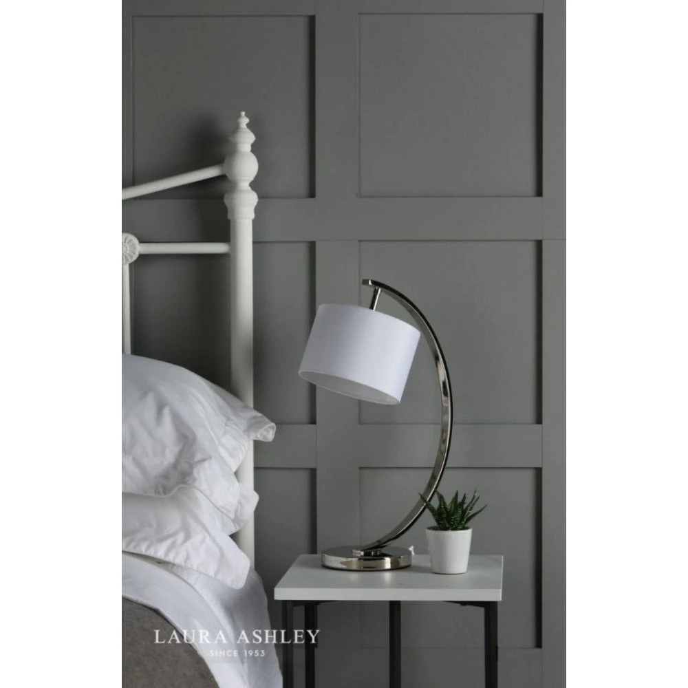 Laura Ashley NOAH Brushed Chrome 1 Light Table Lamp With White Shade 5 Laura Ashley NOAH Brushed Chrome 1 Light Table Lamp With White Shade - Image 5