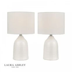 Laura Ashley PENNY Twin Pack Table Lamp Cream With Shade