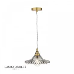 Laura Ashley PIPPA Pendant Aged Brass Smoked Glass