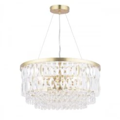 Laura Ashley RHOSILL 4 Light Ceiling Pendant | Antique Brass | Faceted Glass