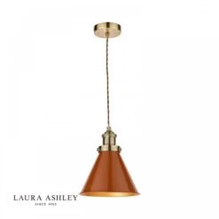 Laura Ashley RUFUS Pendant Antique Brass Orange