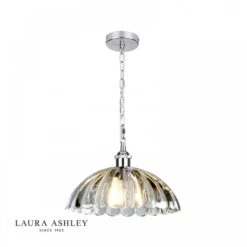 Laura Ashley SALISBURY Pendant Ribbed Glass Polished Chrome
