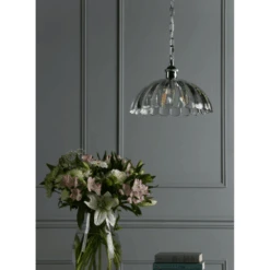 Laura Ashley SALISBURY Pendant Ribbed Glass Polished Chrome -Laura Ashley salisbury pendant ribbed glass polished chrome p21710 40504 image