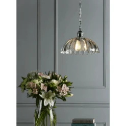 Laura Ashley SALISBURY Pendant Ribbed Glass Polished Chrome -Laura Ashley salisbury pendant ribbed glass polished chrome p21710 40505 image