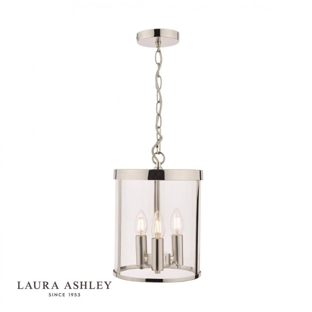 Laura Ashley SELBOURNE 3 Light Polished Nickel Lantern Ceiling Light 1 Laura Ashley SELBOURNE 3 Light Polished Nickel Lantern Ceiling Light