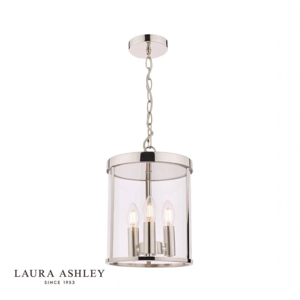 Laura Ashley SELBOURNE 3 Light Polished Nickel Lantern Ceiling Light 2 Laura Ashley SELBOURNE 3 Light Polished Nickel Lantern Ceiling Light - Image 2