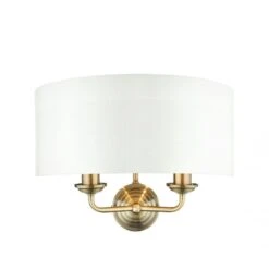 Laura Ashley SORRENTO 2 Arm Wall Light | Antique Brass | Ivory Shade
