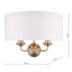 Laura Ashley SORRENTO 2 Arm Wall Light | Antique Brass | Ivory Shade -Laura Ashley sorrento 2 arm wall light antique brass ivory shade p20245 40006 image