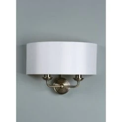Laura Ashley SORRENTO 2 Arm Wall Light | Antique Brass | Ivory Shade -Laura Ashley sorrento 2 arm wall light antique brass ivory shade p20245 40007 image
