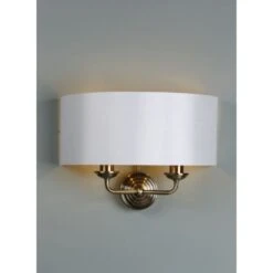 Laura Ashley SORRENTO 2 Arm Wall Light | Antique Brass | Ivory Shade -Laura Ashley sorrento 2 arm wall light antique brass ivory shade p20245 40008 image
