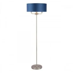 Laura Ashley SORRENTO 3 Light Floor Lamp Antique Brass & Blue Shade