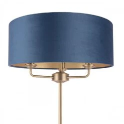 Laura Ashley -Laura Ashley sorrento 3 light floor lamp antique brass blue shade p24097 44712 image