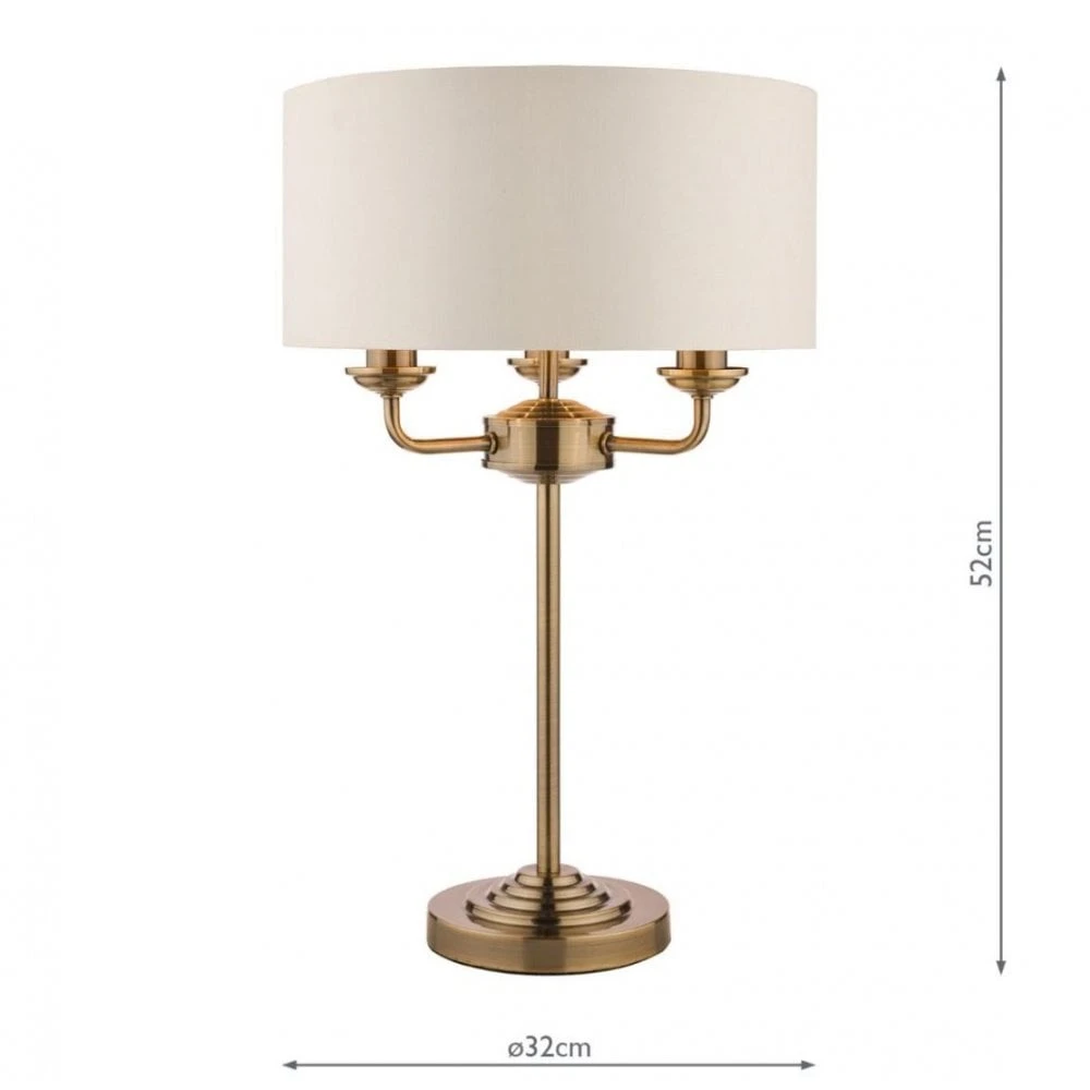 Laura Ashley SORRENTO 3 Light Table Lamp | Antique Brass | Ivory Shade 4 Laura Ashley SORRENTO 3 Light Table Lamp | Antique Brass | Ivory Shade - Image 4