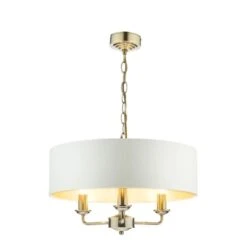 Laura Ashley SORRENTO Antique Brass 3 Light Armed Fitting Ceiling Light With Ivory Shade