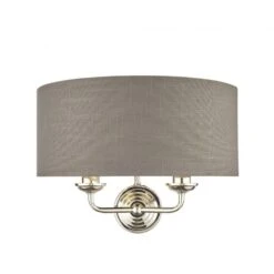 Laura Ashley SORRENTO Polished Nickel 2 Light Wall Light | Charcoal Shade