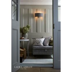 Laura Ashley SORRENTO Polished Nickel 2 Light Wall Light | Charcoal Shade -Laura Ashley sorrento polished nickel 2 light wall light charcoal shade p20377 40040 image