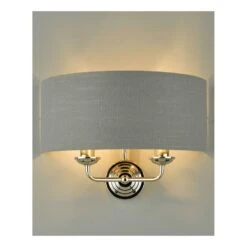 Laura Ashley SORRENTO Polished Nickel 2 Light Wall Light | Charcoal Shade -Laura Ashley sorrento polished nickel 2 light wall light charcoal shade p20377 40041 image