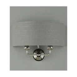 Laura Ashley SORRENTO Polished Nickel 2 Light Wall Light | Charcoal Shade -Laura Ashley sorrento polished nickel 2 light wall light charcoal shade p20377 40042 image