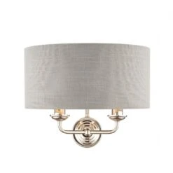 Laura Ashley SORRENTO Polished Nickel 2 Light Wall Light | Silver Shade