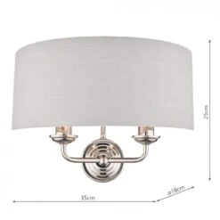 Laura Ashley SORRENTO Polished Nickel 2 Light Wall Light | Silver Shade -Laura Ashley sorrento polished nickel 2 light wall light silver shade p20378 40045 image