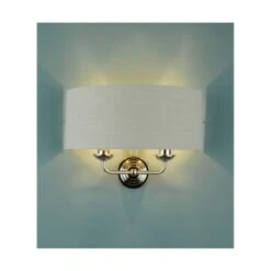 Laura Ashley SORRENTO Polished Nickel 2 Light Wall Light | Silver Shade -Laura Ashley sorrento polished nickel 2 light wall light silver shade p20378 40046 image