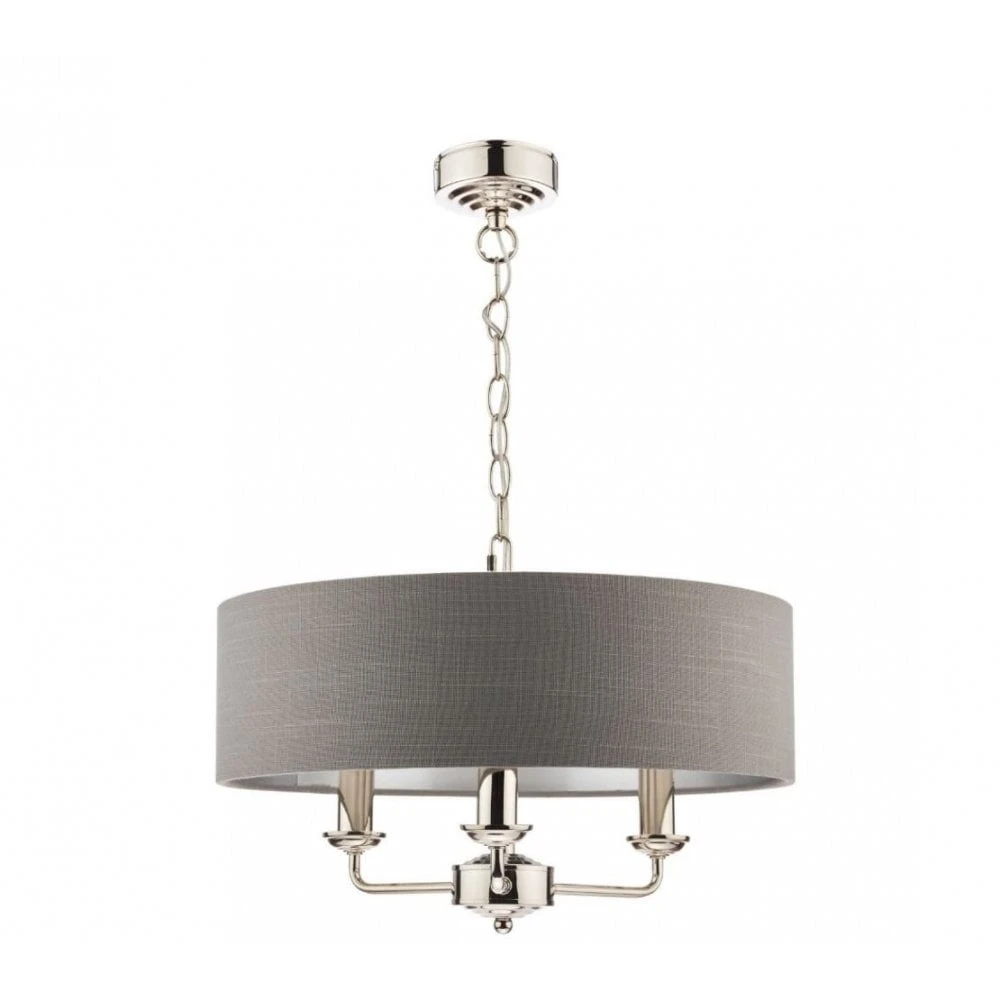 Laura Ashley SORRENTO Polished Nickel 3 Light Armed Fitting Ceiling Light | Charcoal Shade 2 Laura Ashley SORRENTO Polished Nickel 3 Light Armed Fitting Ceiling Light | Charcoal Shade - Image 2