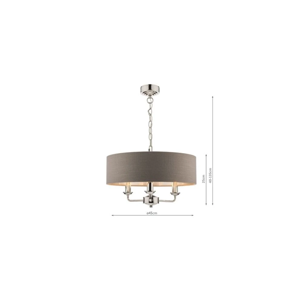 Laura Ashley SORRENTO Polished Nickel 3 Light Armed Fitting Ceiling Light | Charcoal Shade 6 Laura Ashley SORRENTO Polished Nickel 3 Light Armed Fitting Ceiling Light | Charcoal Shade - Image 6