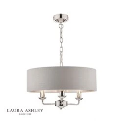 Laura Ashley SORRENTO Polished Nickel 3 Light Armed Fitting Ceiling Light | Silver Shade