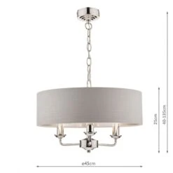 Laura Ashley SORRENTO Polished Nickel 3 Light Armed Fitting Ceiling Light | Silver Shade -Laura Ashley sorrento polished nickel 3 light armed fitting ceiling light silver shade p20380 40088 image