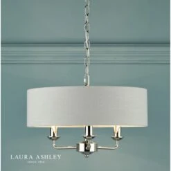 Laura Ashley SORRENTO Polished Nickel 3 Light Armed Fitting Ceiling Light | Silver Shade -Laura Ashley sorrento polished nickel 3 light armed fitting ceiling light silver shade p20380 40089 image