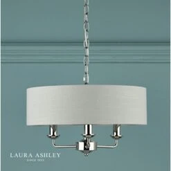 Laura Ashley SORRENTO Polished Nickel 3 Light Armed Fitting Ceiling Light | Silver Shade -Laura Ashley sorrento polished nickel 3 light armed fitting ceiling light silver shade p20380 40090 image