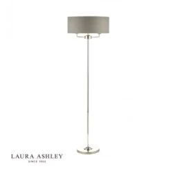 Laura Ashley SORRENTO Polished Nickel 3 Light Floor Lamp | Charcoal Shade