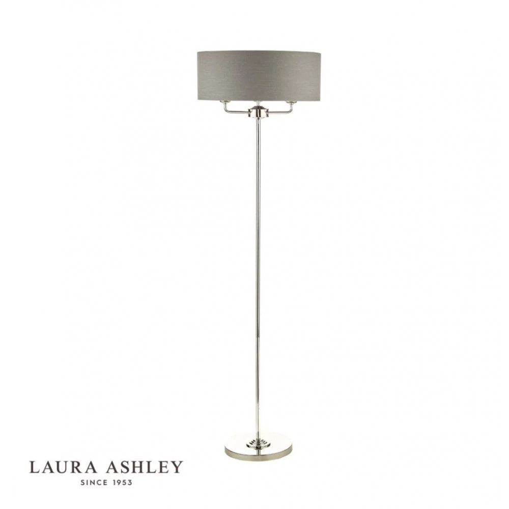 Laura Ashley SORRENTO Polished Nickel 3 Light Floor Lamp | Charcoal Shade 2 Laura Ashley SORRENTO Polished Nickel 3 Light Floor Lamp | Charcoal Shade - Image 2