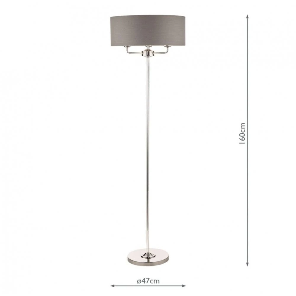 Laura Ashley SORRENTO Polished Nickel 3 Light Floor Lamp | Charcoal Shade 3 Laura Ashley SORRENTO Polished Nickel 3 Light Floor Lamp | Charcoal Shade - Image 3