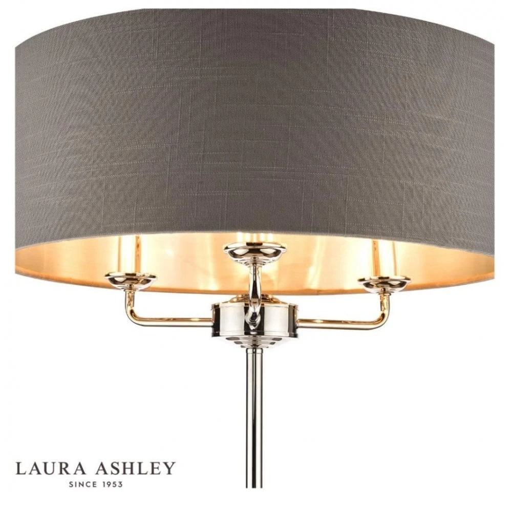 Laura Ashley SORRENTO Polished Nickel 3 Light Floor Lamp | Charcoal Shade 4 Laura Ashley SORRENTO Polished Nickel 3 Light Floor Lamp | Charcoal Shade - Image 4